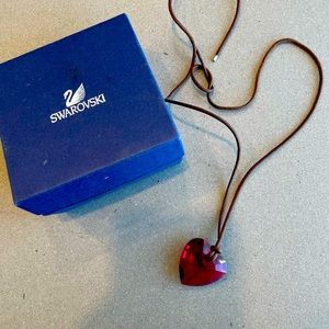 Authentic Swarovski Red Heart Crystal Pendant Necklace with Box